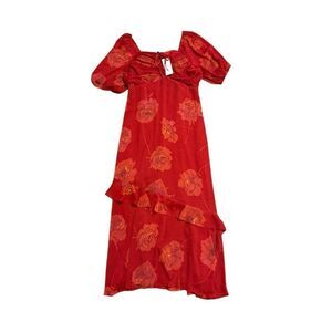 Brand New Jessica Simpson Scarlet Sage Floating Rose Aberdash Midi Dress